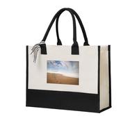 asbwuo Borsa tote in tela di cotone misto resistente con poesia Impronte nella sabbia, spaziosa borsa regalo riutilizzabile per viaggi, spiaggia e shopping