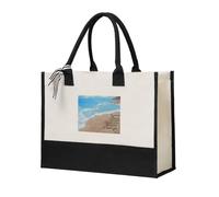 asbwuo Borsa tote in tela di cotone misto resistente Footprints In The Sand, spaziosa borsa regalo riutilizzabile per viaggi, spiaggia e shopping