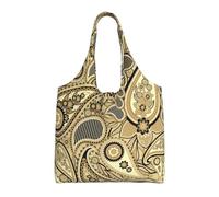 asbwuo Borsa tote in tela Paisley giallo carbone - Borsa a tracolla leggera e resistente, borsa per la spesa riutilizzabile