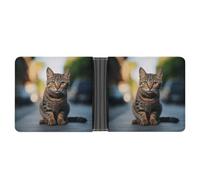 asbwuo Brown Tabby Kitten Leather Bifold Wallet with 2 Hidden Pockets 6 Card Slots Slim Wallets for Cash, Cards, And ID