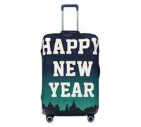 asbwuo Buon anno n, sagoma della città, fuochi d'artificio, copri valigia, elastico, lavabile, taglia media (valigia da 22-24 pollici)