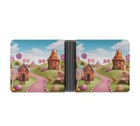 asbwuo Candy Land_76682316 Leather Bifold Wallet with 2 Hidden Pockets 6 Card Slots Slim Wallets for Cash, Cards, And ID