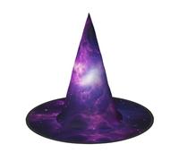 asbwuo Cappello da strega di Halloween con stampa viola cielo, costume da strega per donna, accessorio per feste di cosplay e maghi