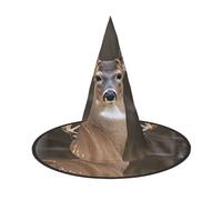 asbwuo Cappello da strega per Halloween, con stampa di cervo dalla coda bianca, costume da strega per donna, accessorio per feste di cosplay e maghi.