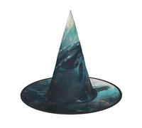 asbwuo Cappello da strega pieghevole per Halloween con stampa di balena sottomarina, leggero per feste in maschera/Carnevale/Halloween