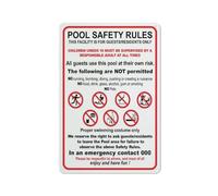 asbwuo Cartello con le regole di sicurezza per la piscina, 12x8 pollici, in metallo e alluminio, resistente alle intemperie, per interni ed esterni.