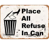 asbwuo Cartello in metallo vintage Metti tutti i rifiuti in una lattina, decorazione natalizia, decorazione da parete retrò per casa, bar, caffè, cartello in alluminio divertente, 8x12 pollici