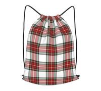 asbwuo Christmas Plaid Red Tartan Check Outdoor Leisure Drawstring Backpack, Lightweight Waterproof Sports Bag For Men & Women - Gym, Yoga, Travel