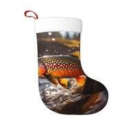 asbwuo Christmas Stocking - Quality Fabric with Exquisite Craftsmanship for Festive Decor Brook Trout Fly Fishing Pattern