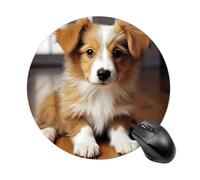 asbwuo Comodo tappetino per mouse con base in gomma antiscivolo impermeabile e simpatico cucciolo di cane, rotondo, stampato, per computer portatile e ufficio
