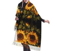 asbwuo con la sciarpa con nappe da donna a forma di girasole giallo, sciarpa calda, perfetta da indossare sopra un cappotto, un maglione o un abito in primavera, autunno e inverno.