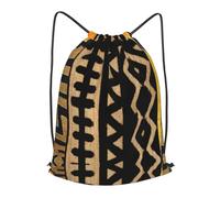 asbwuo Contemporary African Mud Cloth Print Outdoor Leisure Drawstring Backpack, Lightweight Waterproof Sports Bag