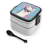 asbwuo Cool Liama Bento Box, contenitori per la preparazione dei pasti a 2 scomparti, lunch box impilabile con coperchi, contenitori riutilizzabili per alimenti divisi per viaggi e lavoro