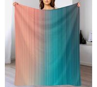 asbwuo Coperta a righe astratte, morbida, leggera, calda, accogliente, in flanella color verde acqua e arancione, per divano, letto, viaggio, 50"x70"
