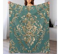 asbwuo Coperta classica con motivo floreale blu, morbida, leggera, calda e accogliente, in flanella con motivo di piante medievali, per divano, letto e viaggio, 152,4 x 203,2 cm