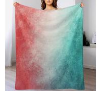 asbwuo Coperta moderna a righe sfumate, morbida, leggera, calda e accogliente, in flanella color verde acqua e arancione, per divano, letto e viaggio, 50"x60"
