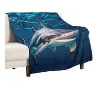asbwuo Coperta morbida per divano, coperta leggera in flanella per divano, squalo martello che scansiona l'oceano, coperta decorativa calda e accogliente per l'autunno e l'inverno, 50"x60"