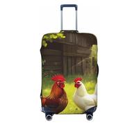asbwuo Copertura per valigia con affascinante scena di giardino con galli, elastica, lavabile, protettiva antigraffio, con cerniera nascosta, per valigie da 18-32 pollici, taglia XL.