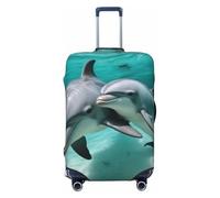 asbwuo Copertura per valigia con delfini e scena sottomarina, elastica, lavabile, protettiva antigraffio, con cerniera nascosta, per bagagli da 18-32 pollici, piccola.