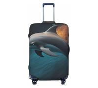 asbwuo Copertura per valigia con scena sottomarina di delfini, elastica, lavabile, protettiva antigraffio, con cerniera nascosta, adatta a valigie da 18-32 pollici.