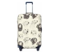 asbwuo Copertura per valigia con simpatici cani bianchi e neri, elastica, lavabile, taglia XL (per valigie da 74 a 81 cm)