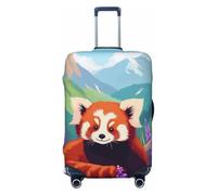 asbwuo Copertura per valigia con simpatico panda rosso tra montagne fiorite, elastica, lavabile, protettiva antigraffio, con cerniera nascosta, per valigie di medie dimensioni da 18 a 32 pollici.