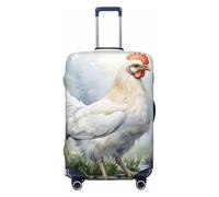 asbwuo Coprivaligia a base vegetale con motivo a pollo bianco, protezione per viaggio, elastico, con stampa grafica su entrambi i lati (per bagagli da 25-28 pollici)