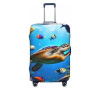 asbwuo Coprivaligia colorato con motivo tartaruga marina e scena sottomarina, elastico, lavabile, protettivo antigraffio, con cerniera nascosta, per valigie da 18-32 pollici, taglia XL.