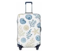 asbwuo Coprivaligia con motivo conchiglie, stelle marine e coralli, elastico, lavabile, adatto a valigie di piccole dimensioni (45-53 cm).