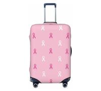asbwuo Coprivaligia con nastro bianco e rosa per la sensibilizzazione sul cancro al seno, elastico, lavabile, taglia media (valigia da 22-24 pollici)