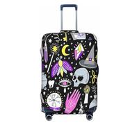 asbwuo Coprivaligia con stampa di disegno bohémien con strega magica, protezione per valigia alla moda, lavabile, resistente ai graffi, nero, L