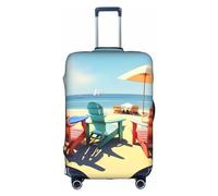 asbwuo Coprivaligia con stampa di sedie da spiaggia e paesaggi, protezione per valigia da viaggio per bambini e adulti, adatto per 18-32 pollici, piccolo, bianco