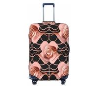 asbwuo Coprivaligia con stampa di sfondi con motivo oro rosa, protezione per valigia alla moda, lavabile e resistente ai graffi, nero, M