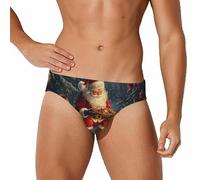 asbwuo Costume da Bagno da Uomo con Stampa di Babbo Natale, Slip da Spiaggia, Bikini, Costume da Bagno Sexy