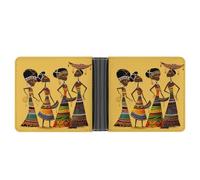 asbwuo Creative African Culture Leather Bifold Wallet with 2 Hidden Pockets 6 Card Slots Slim Wallets for Cash, Cards, And ID