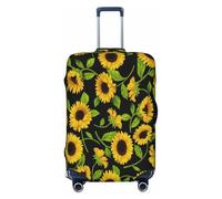 asbwuo custodia per bagaglio con stampa di girasole, protezione per valigia alla moda, lavabile e antigraffio, nera, extra large