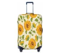 asbwuo custodia per valigia con stampa di girasole giallo, protezione per valigia alla moda, lavabile e antigraffio, nera, extra large