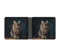 asbwuo Cute And Lovely Cat Leather Bifold Wallet with 2 Hidden Pockets 6 Card Slots Slim Wallets for Cash, Cards, And ID