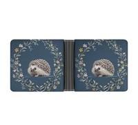 asbwuo Cute Little Hedgehog Leather Bifold Wallet with 2 Hidden Pockets 6 Card Slots Slim Wallets for Cash, Cards, And ID