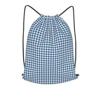 asbwuo Cute Navy Blue Gingham Plaid Outdoor Leisure Drawstring Backpack, Lightweight Waterproof Sports Bag For Men & Women - Gym, Yoga, Travel