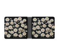 asbwuo Daisy Leather Bifold Wallet with 2 Hidden Pockets 6 Card Slots Slim Wallets for Cash, Cards, And ID