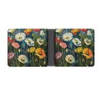 asbwuo Dark Green Plants Leather Bifold Wallet with 2 Hidden Pockets 6 Card Slots Slim Wallets for Cash, Cards, And ID