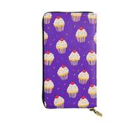 asbwuo Deliziosa torta con ciliegie e granelli Portafoglio a mano con cerniera in pelle impermeabile unisex