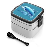 asbwuo Dolphinof Water Bento Box, contenitori per la preparazione dei pasti a 2 scomparti, lunch box impilabile con coperchi, contenitori riutilizzabili per alimenti divisi per viaggi e lavoro