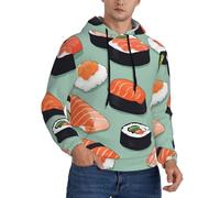 asbwuo Felpa con Cappuccio da Uomo con Stampa di Sushi Delizioso, Casual, a Maniche Lunghe, con Cappuccio e Tasca