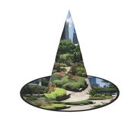 asbwuo Fiori Piante Verdi Vita Cittadina Stampa Cappello da Strega di Halloween Costume da Strega Donna Cosplay Festa Cappello da Mago Accessorio per Donna