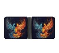 asbwuo Fire And Water Phoenix Leather Bifold Wallet with 2 Hidden Pockets 6 Card Slots Slim Wallets for Cash, Cards, And ID