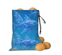 asbwuo Flying Fish Formazione Patate Cipolla Storage Bag | Borsa organizer con coulisse per ripiani della dispensa, banconi da cucina, aglio, patate, cipolle e alimenti di tutti i