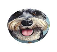 asbwuo Fodera per sedia da bar circolare Schnauzer Flower, cuscino antiscivolo circolare elastico morbido e lavabile, facile da installare, fodera per sgabello rotondo antipolvere