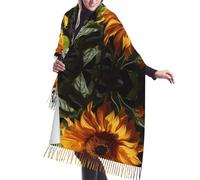 asbwuo Girasole giallo su sfondo marrone Sciarpa con nappe da donna, sciarpa calda, perfetta da indossare sopra un cappotto, un maglione o un abito in primavera, autunno e inverno.